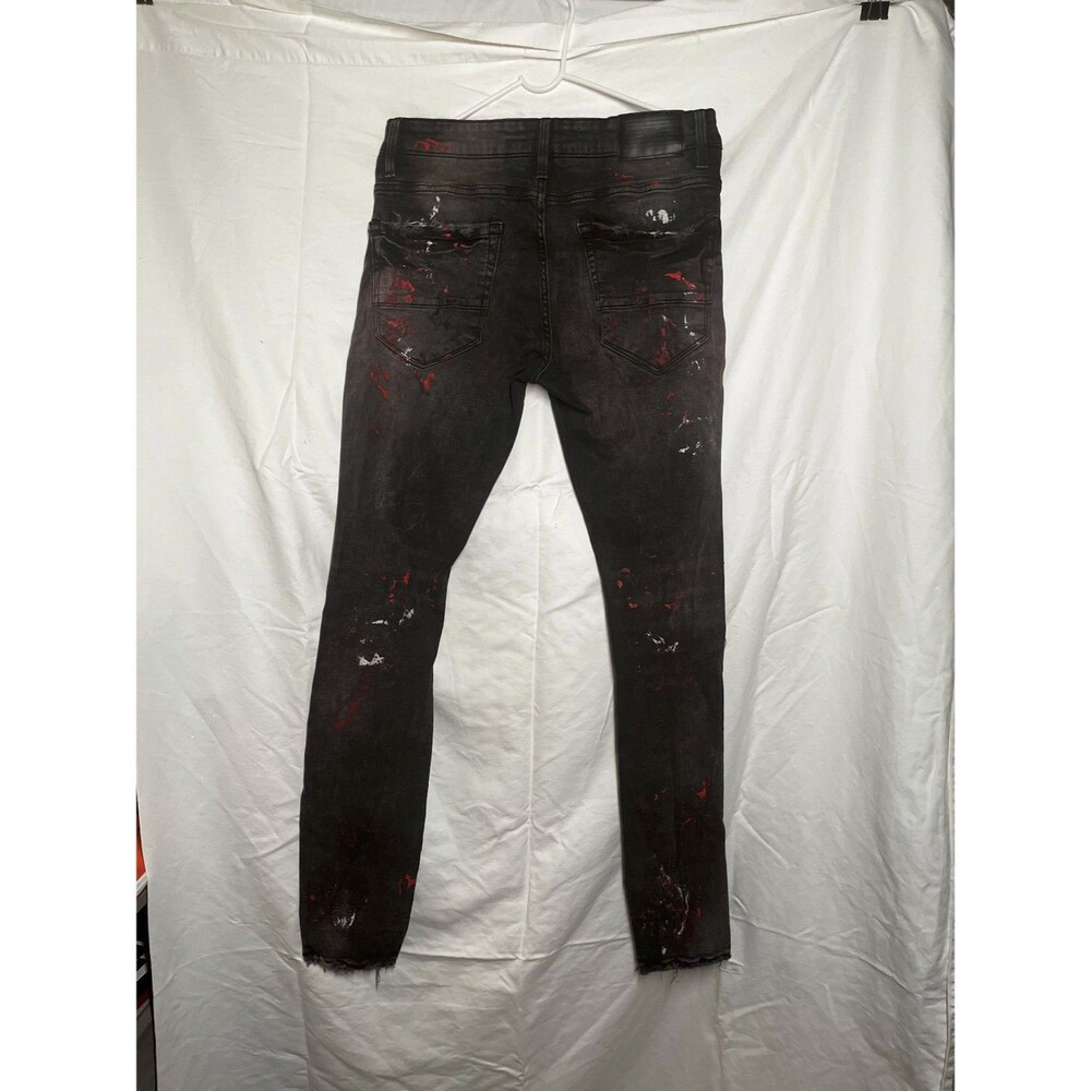 Black Ripped Jeans Splattered Paint - JORDAN CRAIG Legacy Edition Men’s 32x32